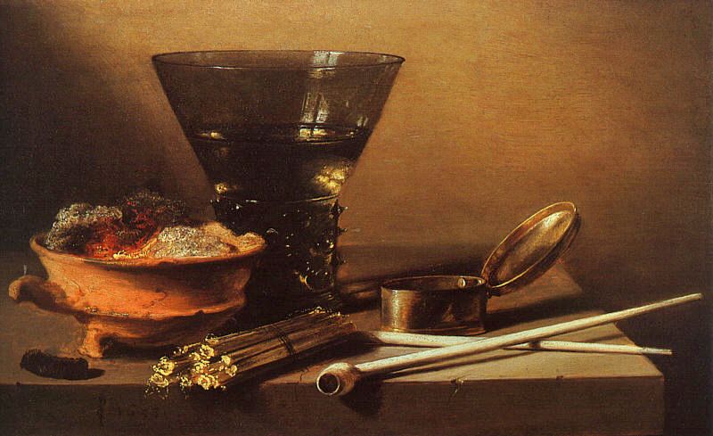 Still-Life with Wine & Smoking Implements