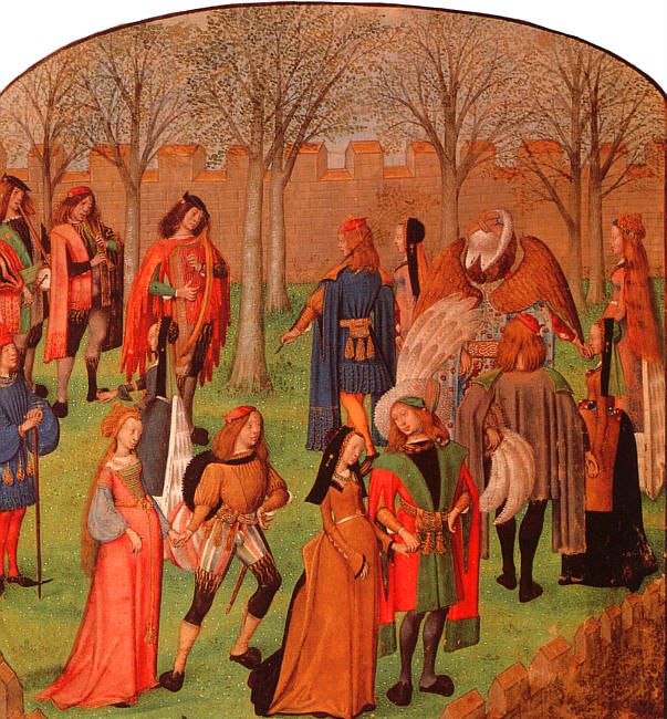 Knights & Ladies Dancing the Carolle in the Garden of Love